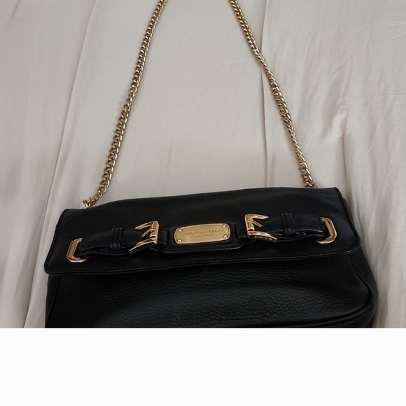 Michael Kors Black Pebbled Leather Double Chain Strap Bag - Picture 2 of 6